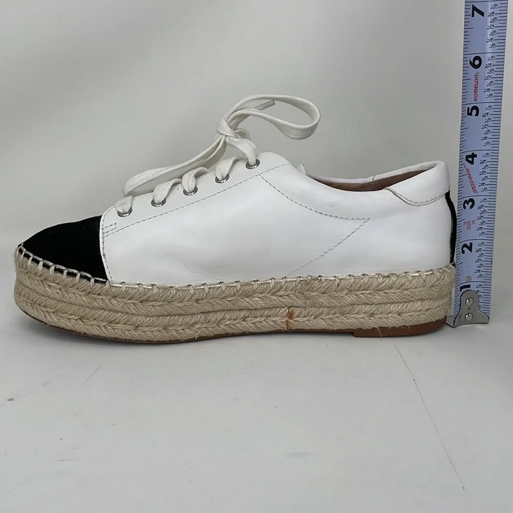 Linea Paolo Sneakers Women's 7.5 White Leather Espadrille Lace Up Shoes